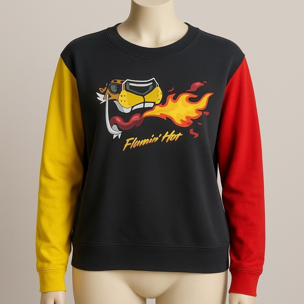 Cheetos Flamin' Hot Graphic Unisex Sweatshirt 2X Colorblock Red Yellow Y2K READ
